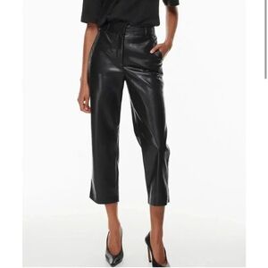 Babaton Black Cropped Leather Pants